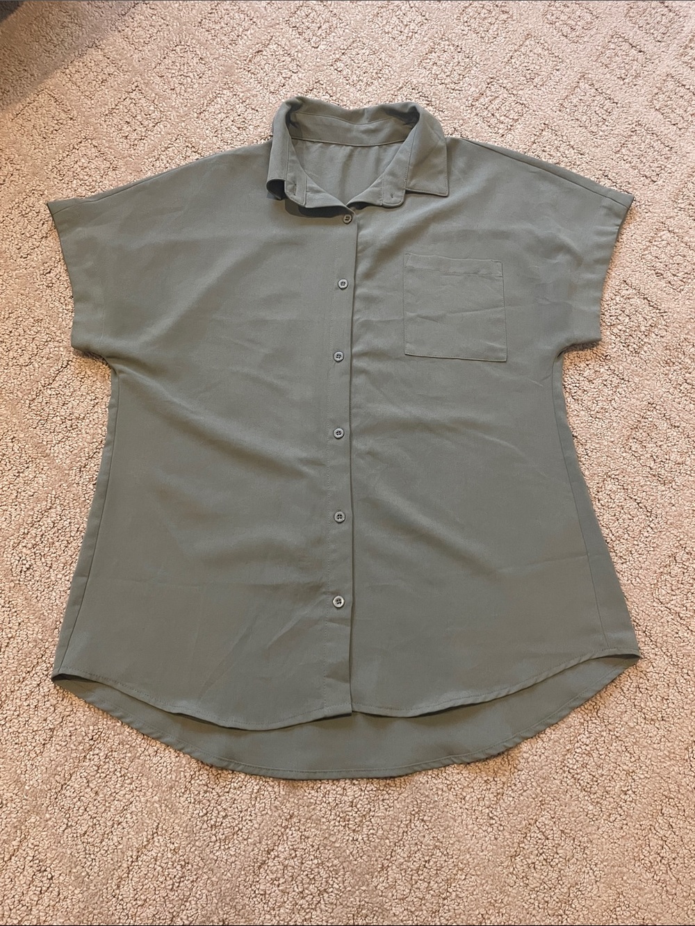 Amazon Olive Green Short Sleeve Button-Up Shirt